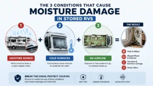 3 conditions causing RV moisture damage
