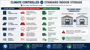 Climate controlled vs. standard storage benefits